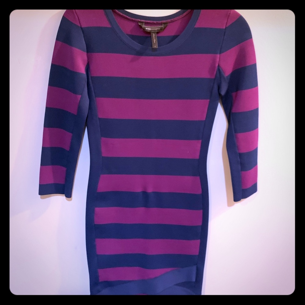 BCBG Max Azria striped bodycon dress.